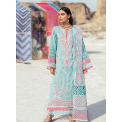 Anita 3 Pcs Embroidered Unstitched Suit Sea Blue