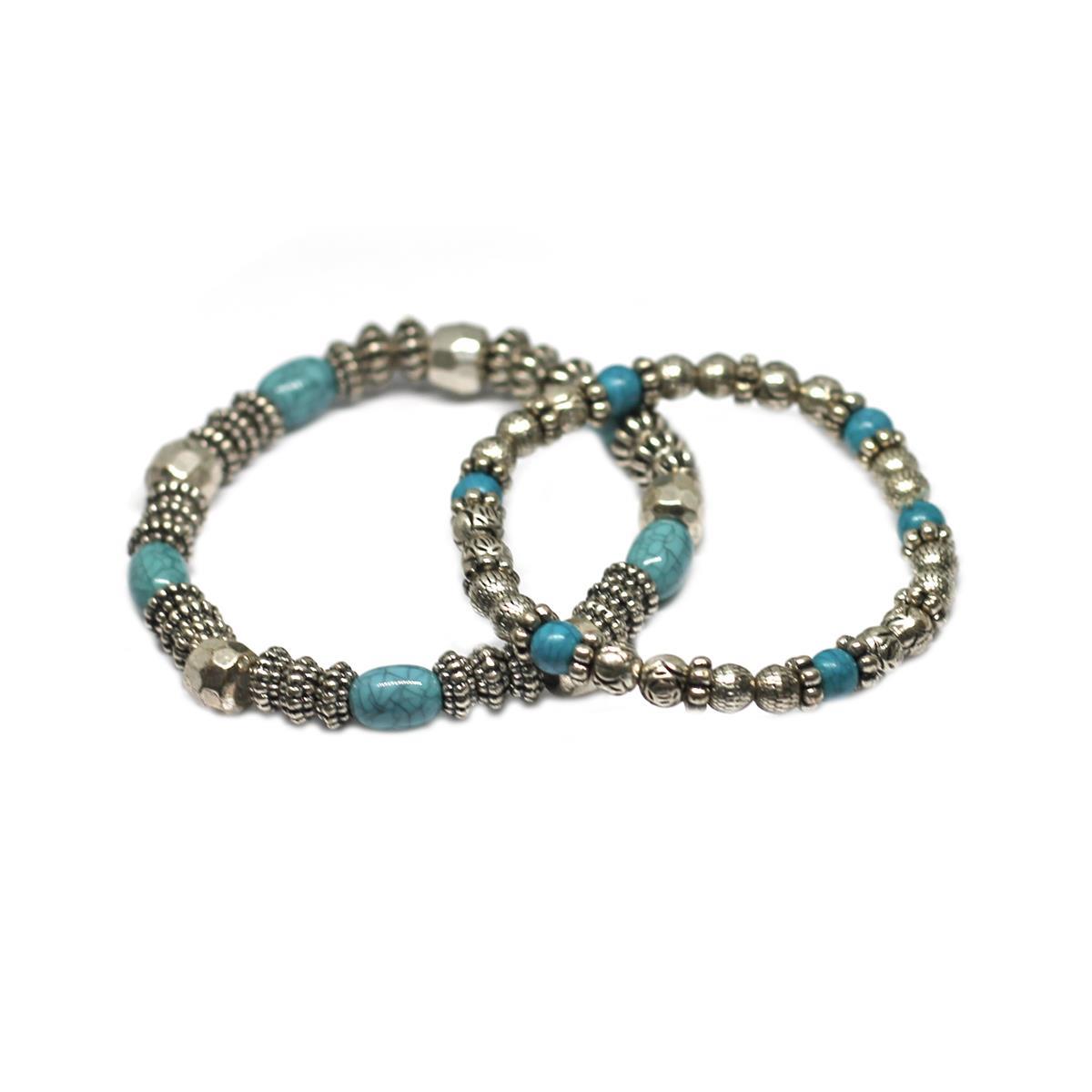 Antique Silver Beaded Bracelet