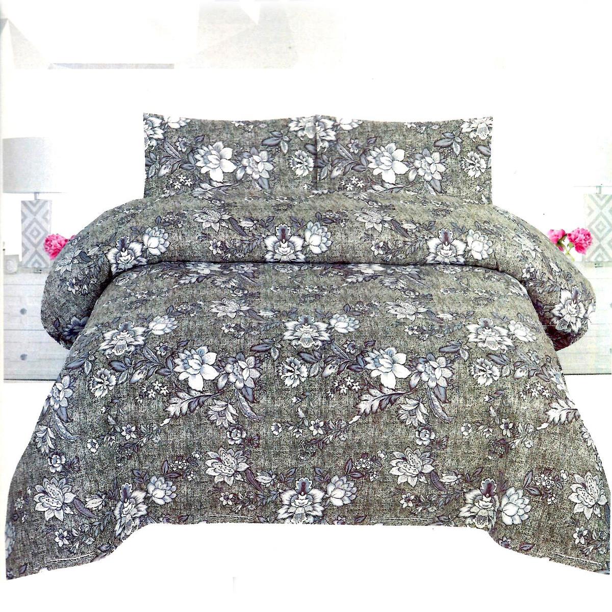 Aria Floral 3 Pcs Bedding Set Grey