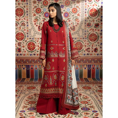 Arina 3 Pcs Embroidered Unstitched Winter Suit Maroon