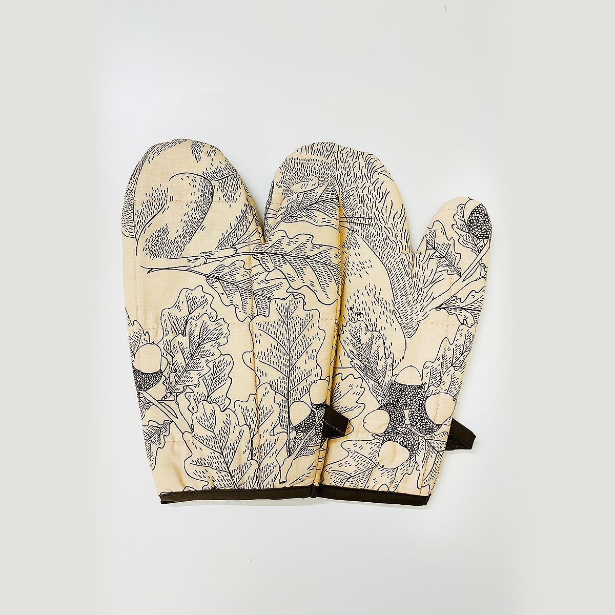 Austin Oven Mitt Set Botanical Leaf Beige