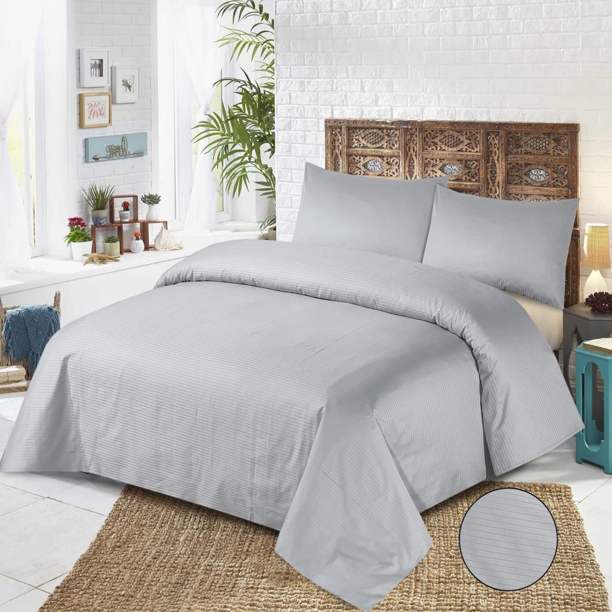 Azekiel Satin 3 Pcs Bedding Set Silver Grey