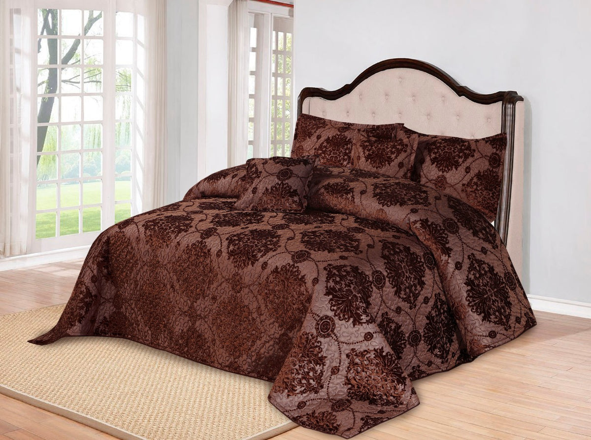 5 Pcs Larenzo Bed Spread Bedding Set Brown Palachi