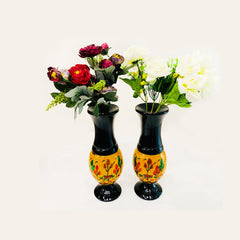 Blitz 2 Pcs Wooden Table Vase Yellow