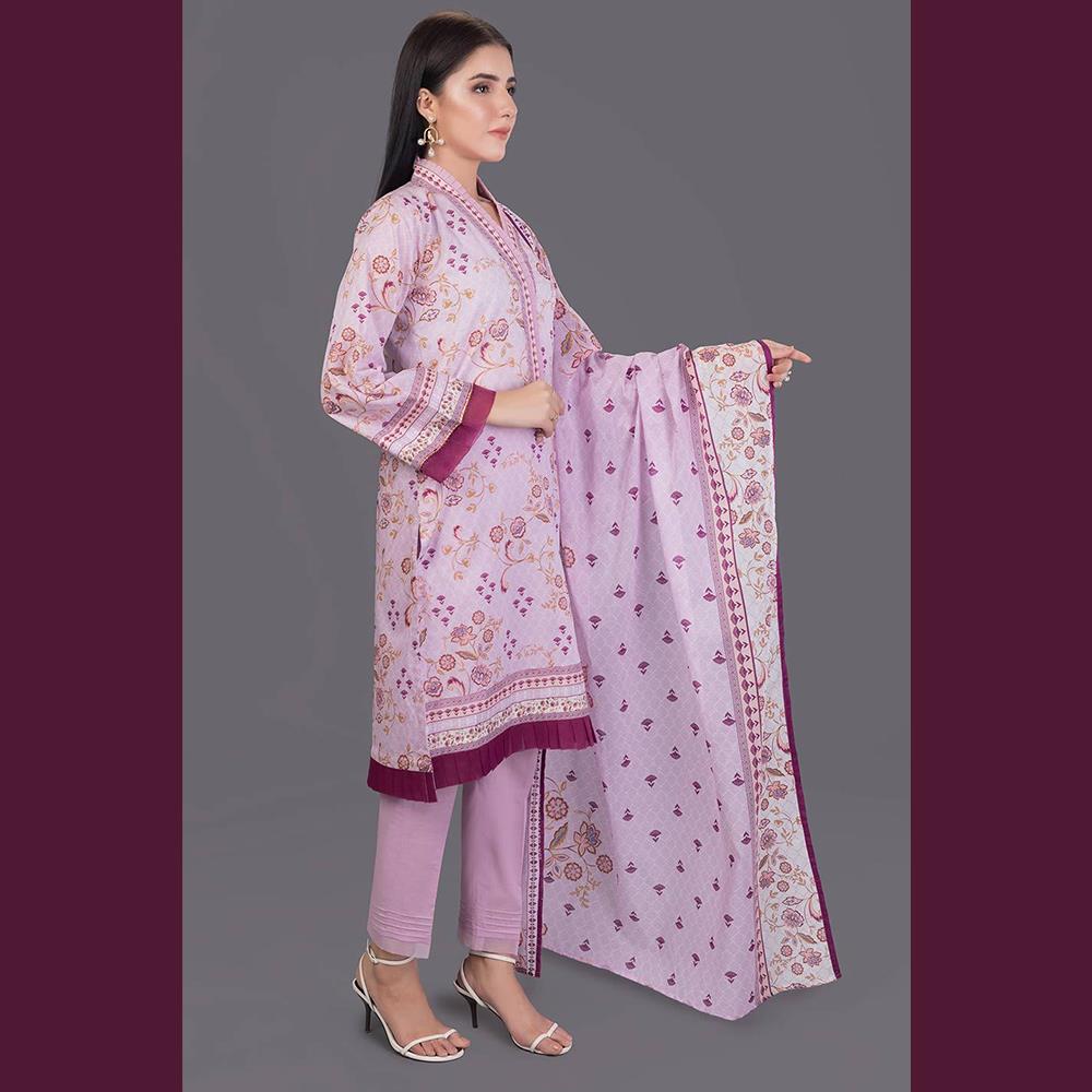 Bonanza Satrangi 3 Pcs Unstitched Printed Lawn Suit Glistening Grape