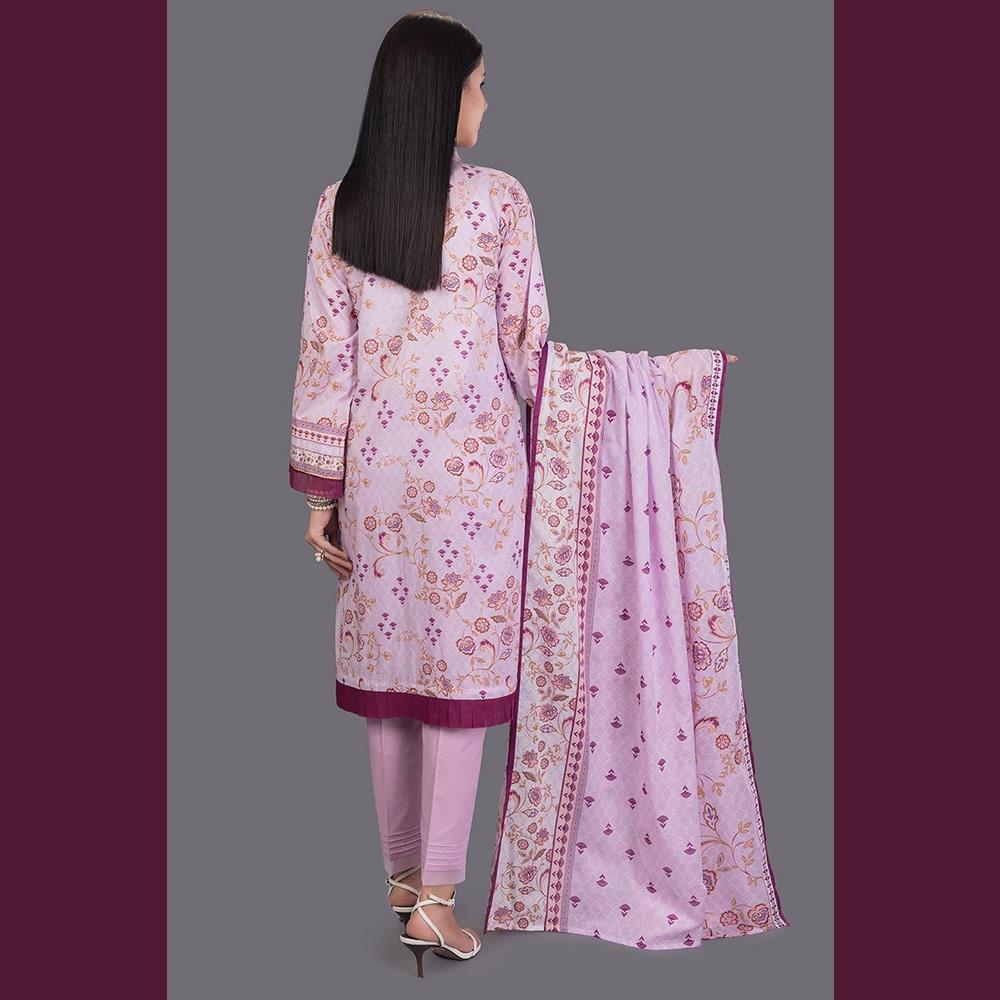 Bonanza Satrangi 3 Pcs Unstitched Printed Lawn Suit Glistening Grape