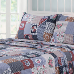 3 Pcs Calla Floral Bedding Set Blue