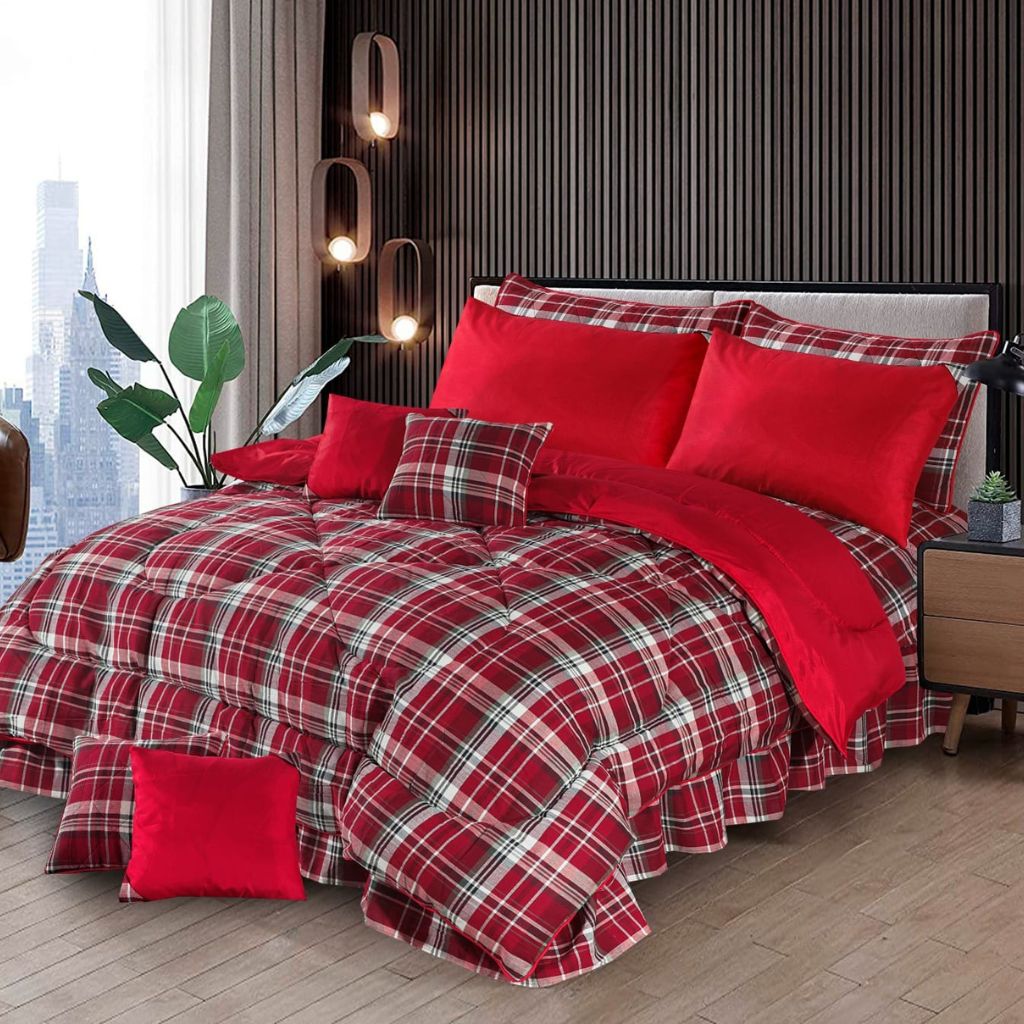 Calliope 10 Pcs Bedding Set with Filled Comforter Maroon