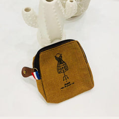 Canvas Coin Purse With Zipper Brown