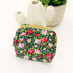 Canvas Coin Purse With Zipper Floral