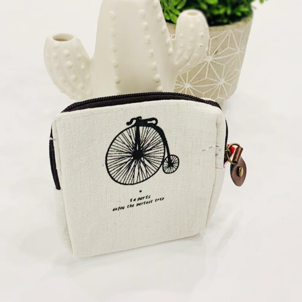 Canvas Coin Purse With Zipper White