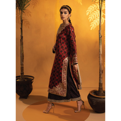 Carina 3 Pcs Stitched  Embroidered Suit Maroon