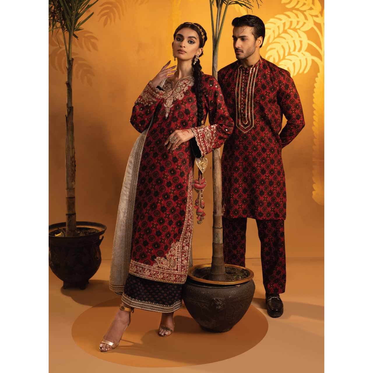 Carina 3 Pcs Stitched  Embroidered Suit Maroon