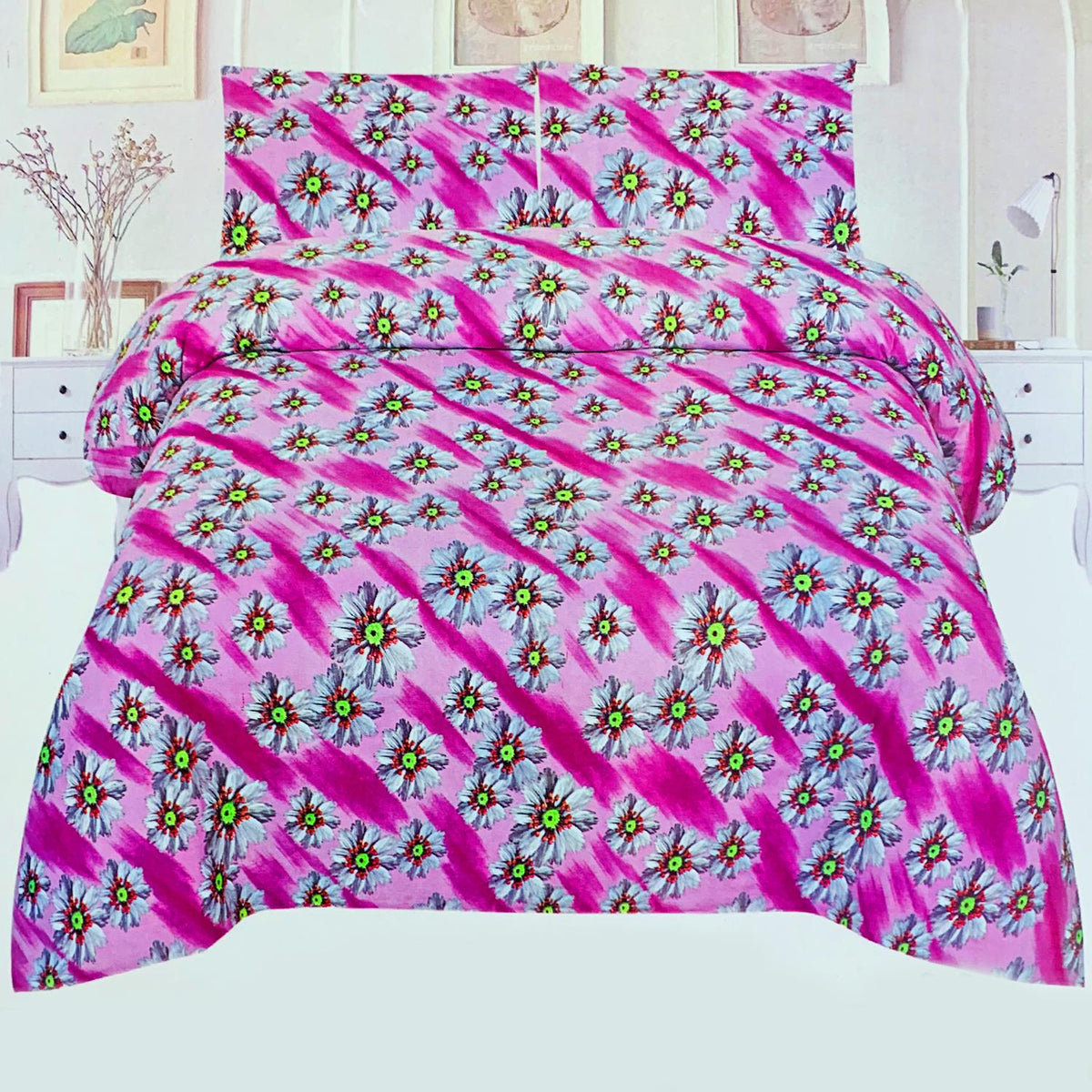 Caroline 3 Pcs Bedding Set Pink