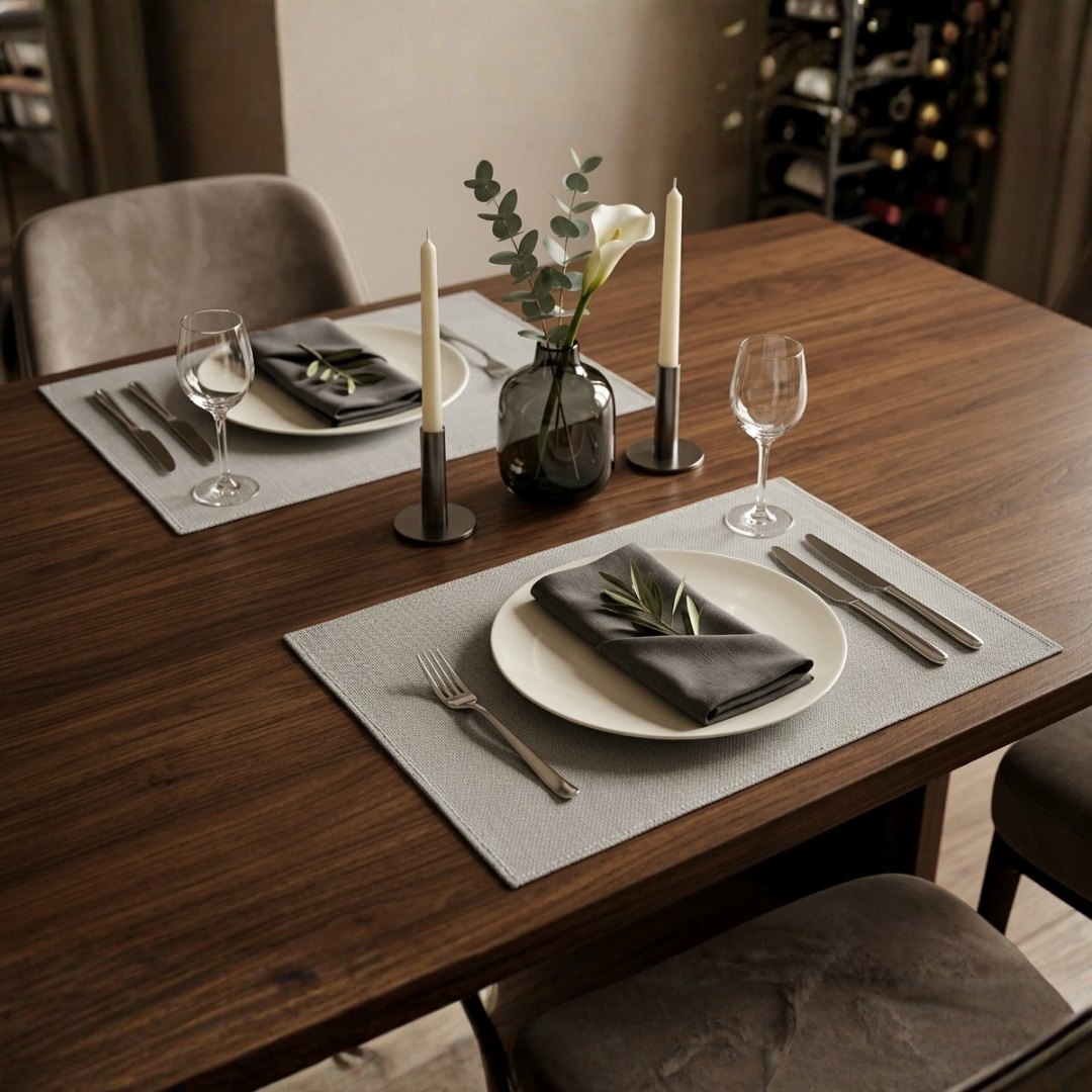 Cavil Round Table Mat Grey