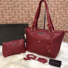 Charles & Keith 2 Pcs Handbag Maroon