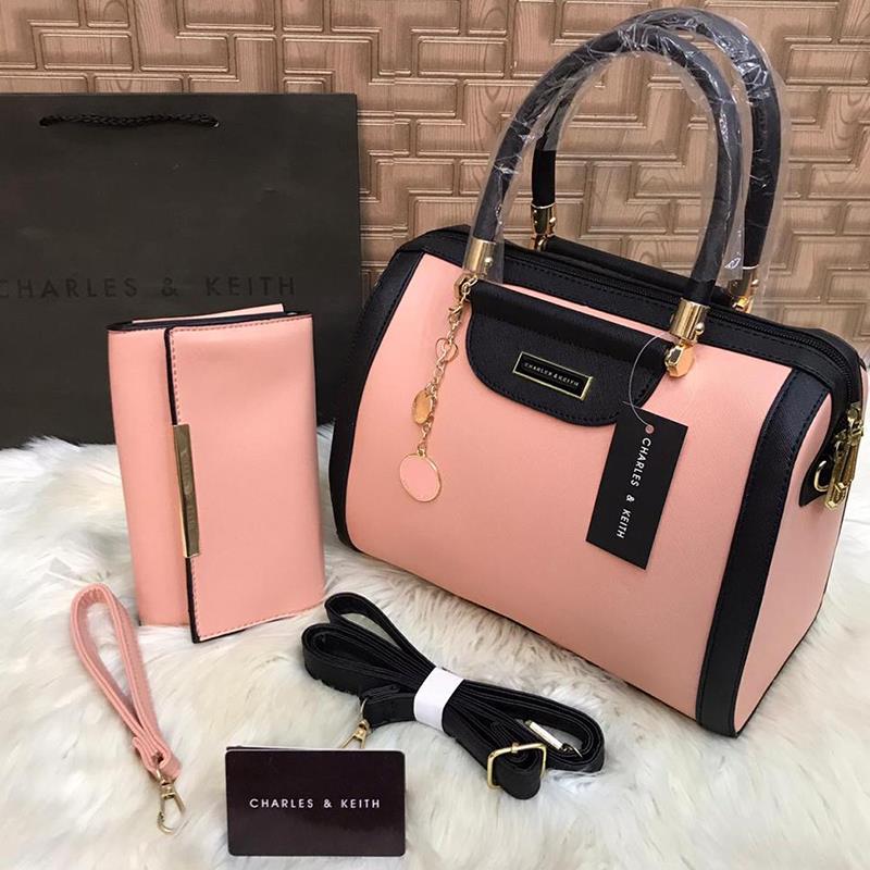 Charles & Keith 2 Pcs Handbag Pink