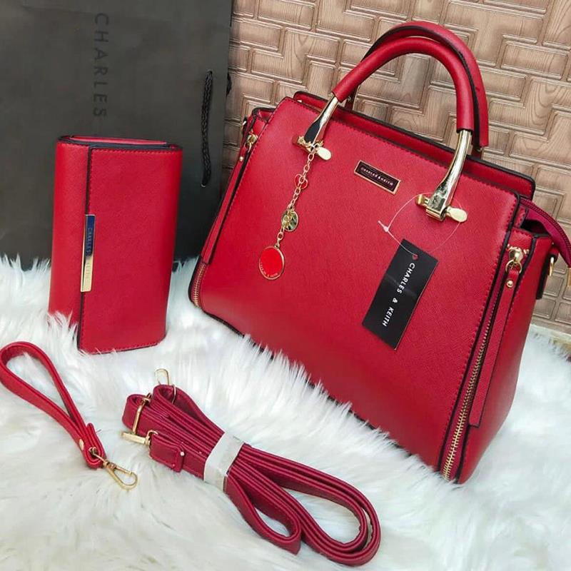 Charles & Keith 2 Pcs Handbag Scarlet Red