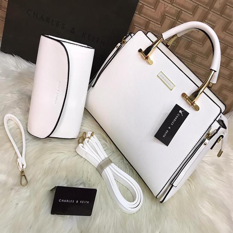 Charles & Keith 2 Pcs Handbag White