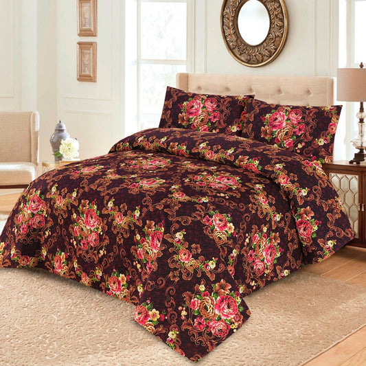 Cherish Floral 3 Pcs Bedding Set Brown 1024