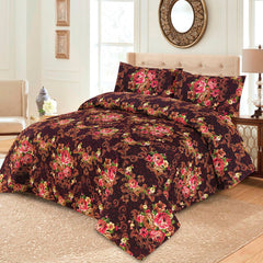 Cherish Floral 3 Pcs Bedding Set Brown