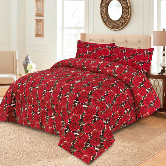 Cherish Floral 3 Pcs Bedding Set Red 1024