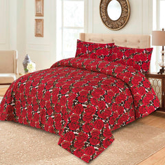 Cherish Floral 3 Pcs Bedding Set Red