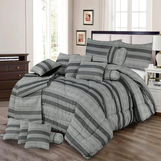 Chisolm 14 Pcs Cotton Jacquard Bedding Set with Filled Comforter 1200