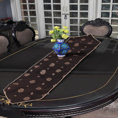 Chocolate Fudge Table Runner Brown with Lace