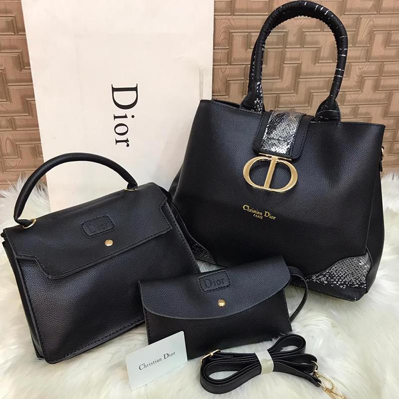 Christian Dior 3 Pcs Handbag Black