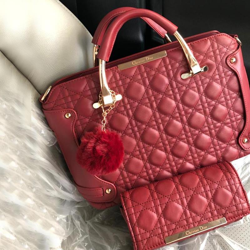 Christian Dior 2 Pcs Handbag Red