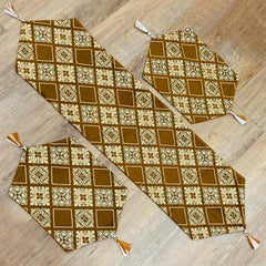 Cilla 3 Pc Table Runner Set Brown