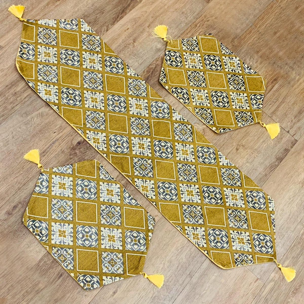 Cilla 3 Pc Table Runner Set Mustard