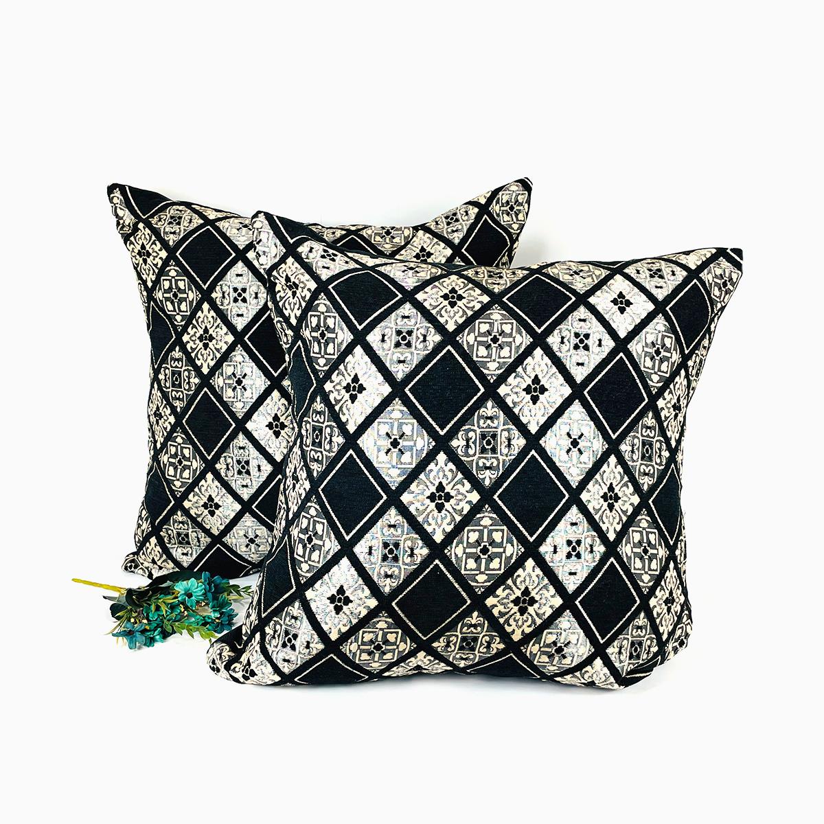 Cilla Floor Cushions Pair Black