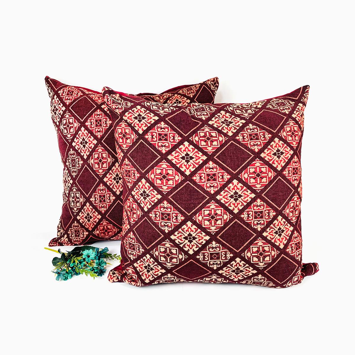 Cilla Floor Cushions Pair Maroon