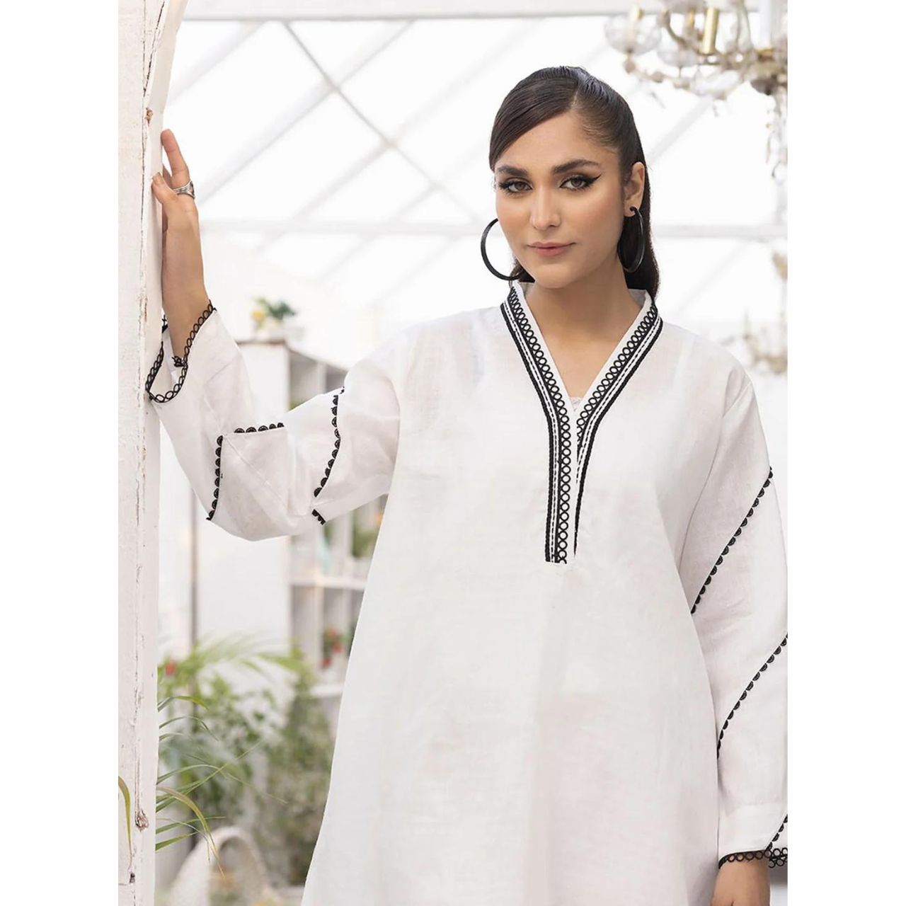 Clara 2 Pcs Embroidered Stitched Suit White