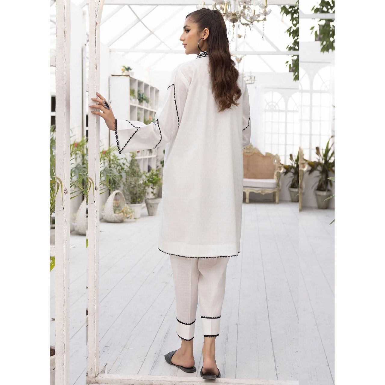 Clara 2 Pcs Embroidered Stitched Suit White