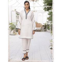 Clara 2 Pcs Embroidered Stitched Suit White