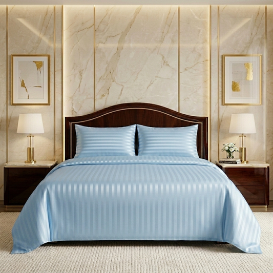 Cloying 3 Pcs Satin Bedding Set Blue 1080