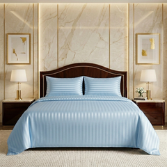 Cloying 3 Pcs Satin Bedding Set Blue