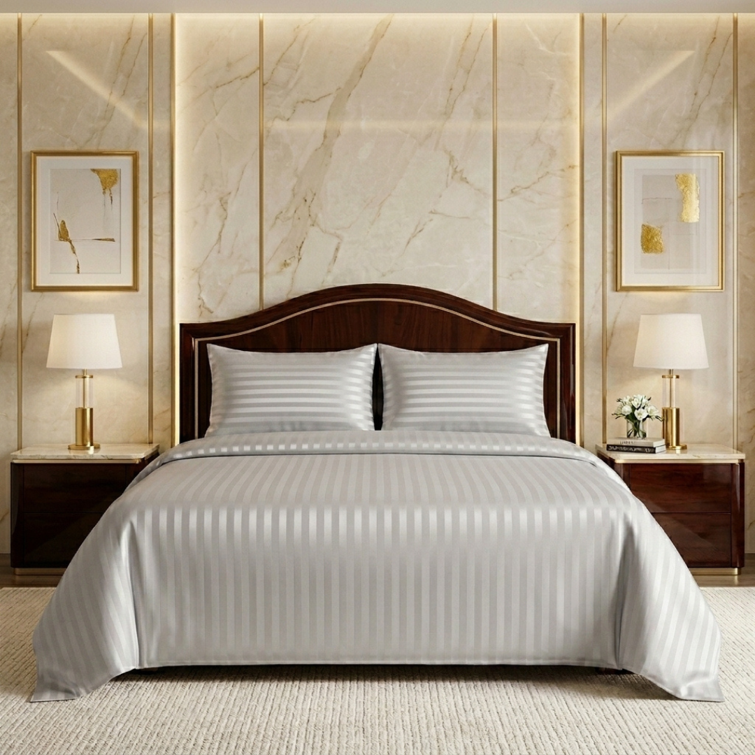 Cloying 3 Pcs Satin Bedding Set Grey