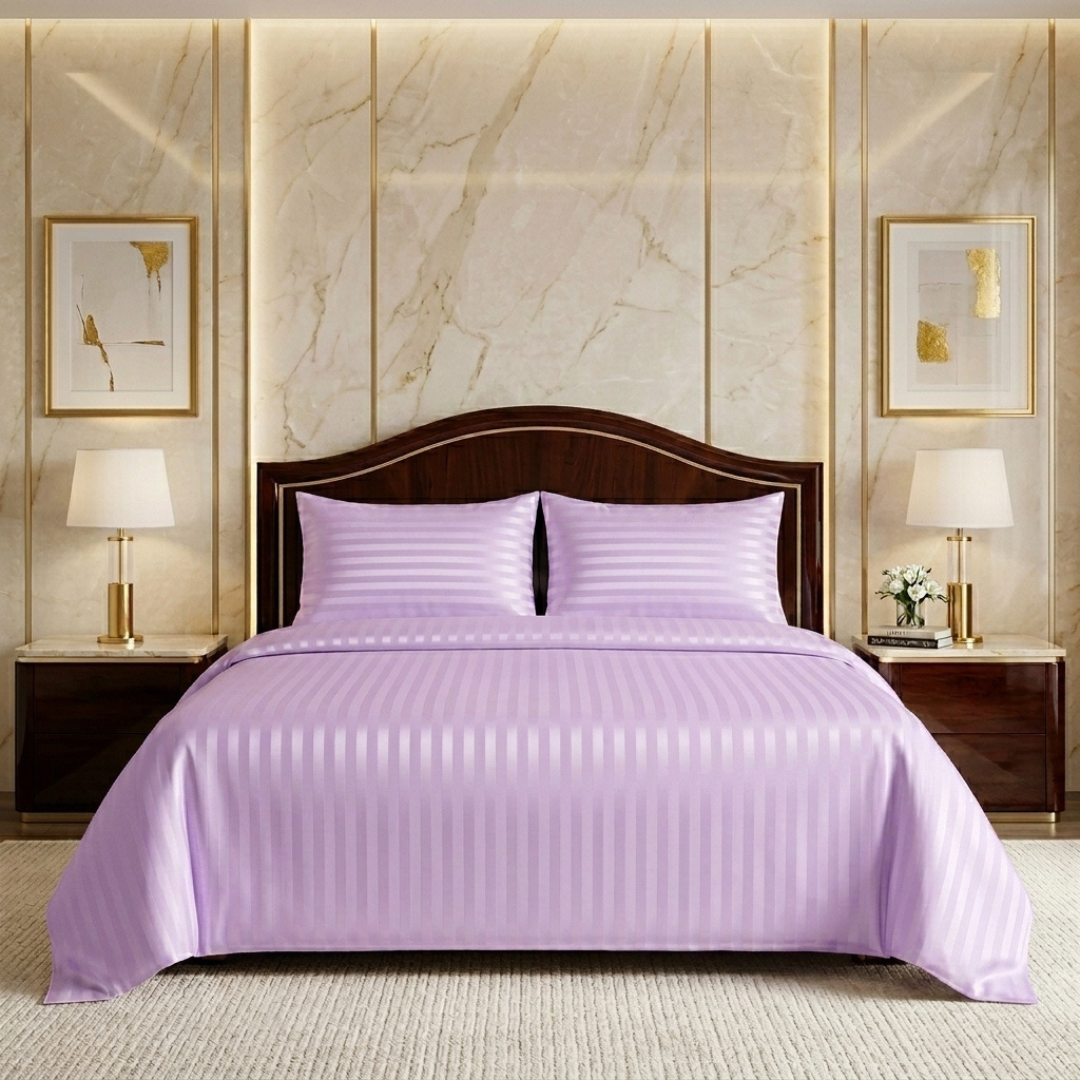 Cloying 3 Pcs Satin Bedding Set Lilac