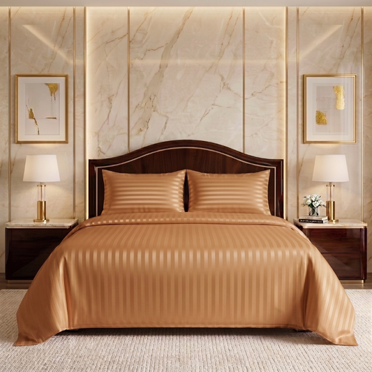 Cloying 3 Pcs Satin Bedding Set Pearl Brown 1080