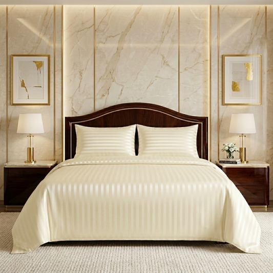 Cloying 3 Pcs Satin Bedding Set Pearl Ivory 1080