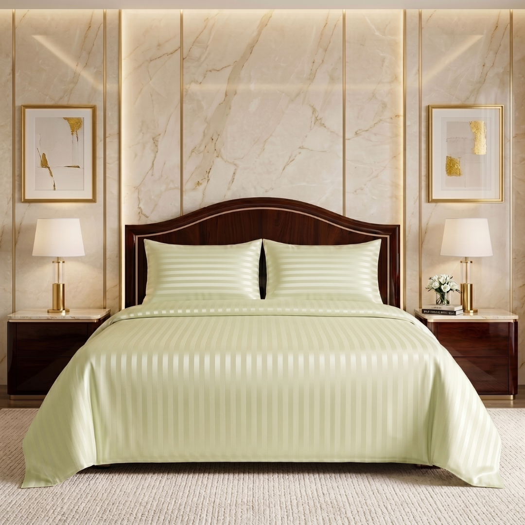 Cloying 3 Pcs Satin Bedding Set Pearl Sage Green