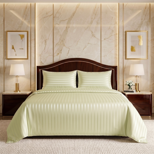 Cloying 3 Pcs Satin Bedding Set Pearl Sage Green 1080
