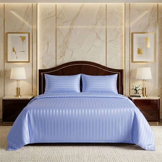 Cloying 3 Pcs Satin Bedding Set Sky Blue 1080