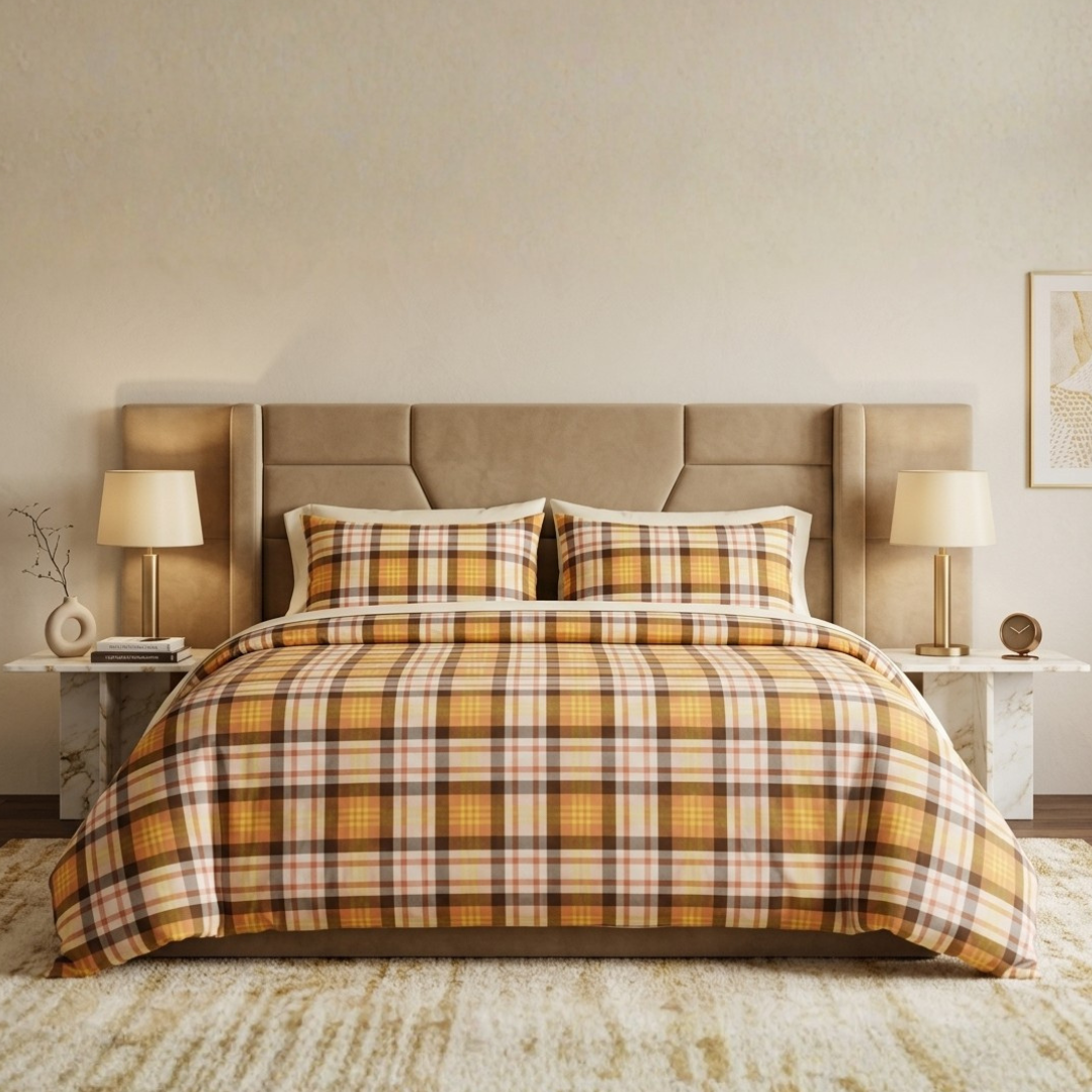 Cogent 3 Pcs Bedding Set Mustard Check