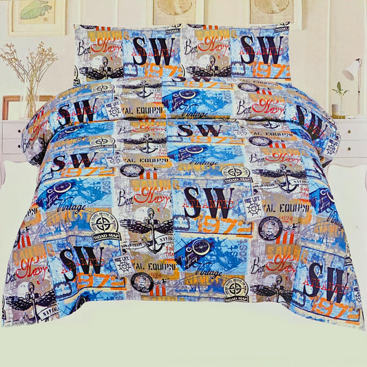 Coleena 3 Pcs Bedding Set Blue 1500