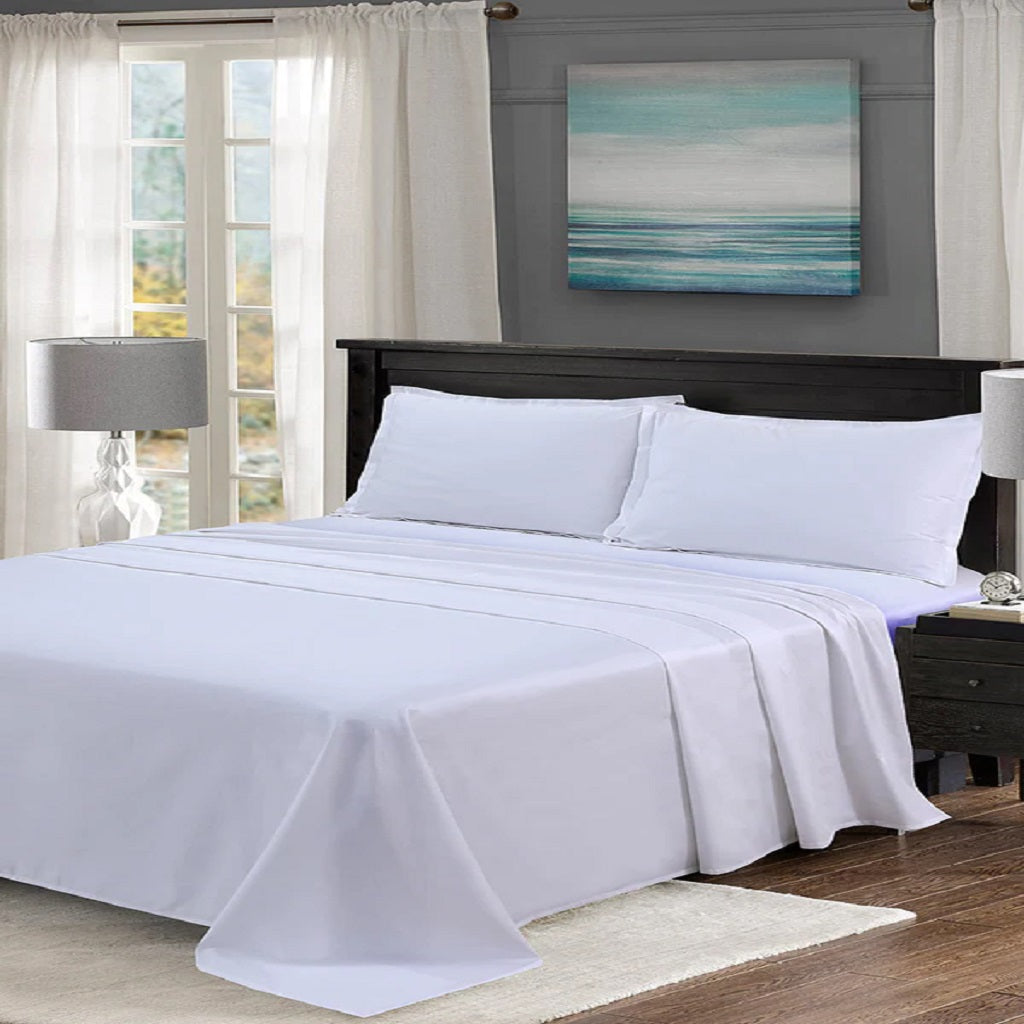 3 Pcs Bedding Set White Pure Cotton